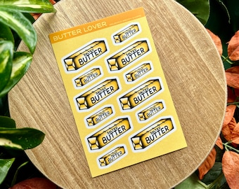 Butter Lover Sticker Sheet, 4x6 Soft Matte Waterproof Vinyl, American Traditional Tattoo Flash Style