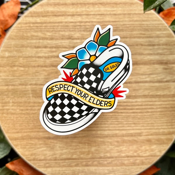 Respect Your Elders - 3" Matte Waterproof Vinyl Sticker, Elder Emo, It Was Never A Phase, Millennial Gift Ideas
