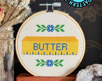 Butter Cross Stitch Pattern - Beginner Friendly (Digital Download)