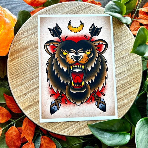 American Traditional Bear Print Flash Tattoo Print 5x7 Print - Etsy Singapore American Traditional Bear Print Flash Tattoo Print 5x7 Print - Etsy Singapore