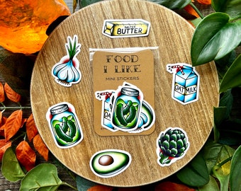 DISCONTINUED Foodie Mini Water Resistant Stickers, American Traditional Tattoo Flash Style