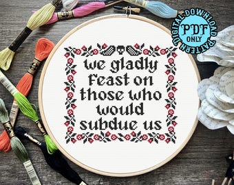We Gladly Feast Cross Stitch Pattern - Beginner Friendly (Digital Download)