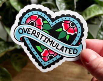 Too Many Feelings Hearts - 3" Matte Waterproof Vinyl Sticker, Overstimulated, Hyperfixating, Dysregulated, Neurodivergent