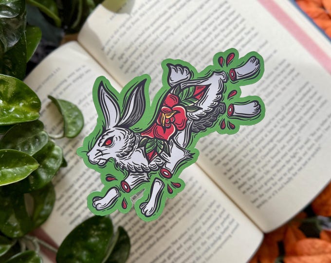 Featured listing image: Rabbit Bookmark, Soft Matte Bookmark, Double Sided, Book Lover Gift, Block print style
