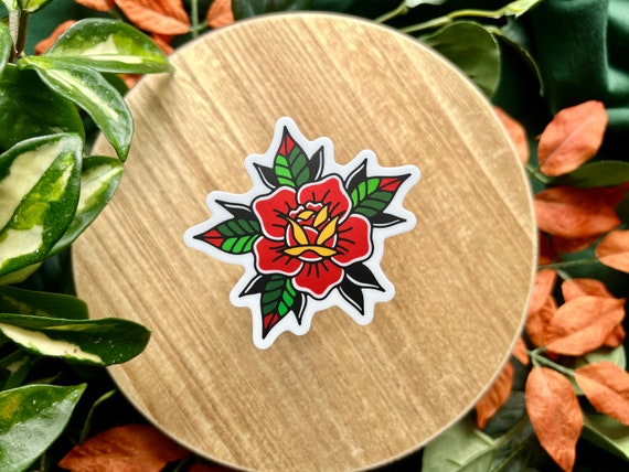 Tattoo Rose - 3" Vaporwave Holographic Vinyl Sticker