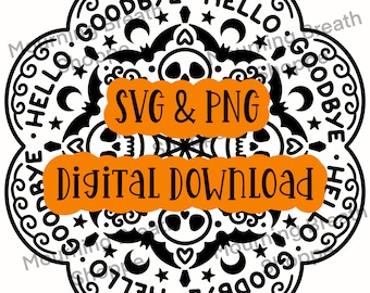 Spooky Mandala SVG & PNG Digital Download, Spooky Season, Witchy Vibes, Halloween Decor