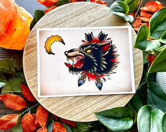 Wolf Flash Tattoo - Etsy