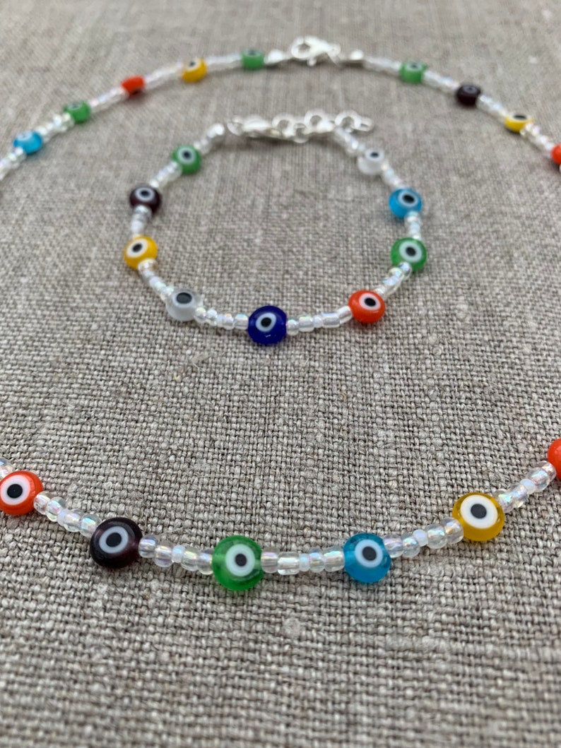 Multicolour Evil Eye Necklace Evil Eye Jewellery Beaded Jewellery