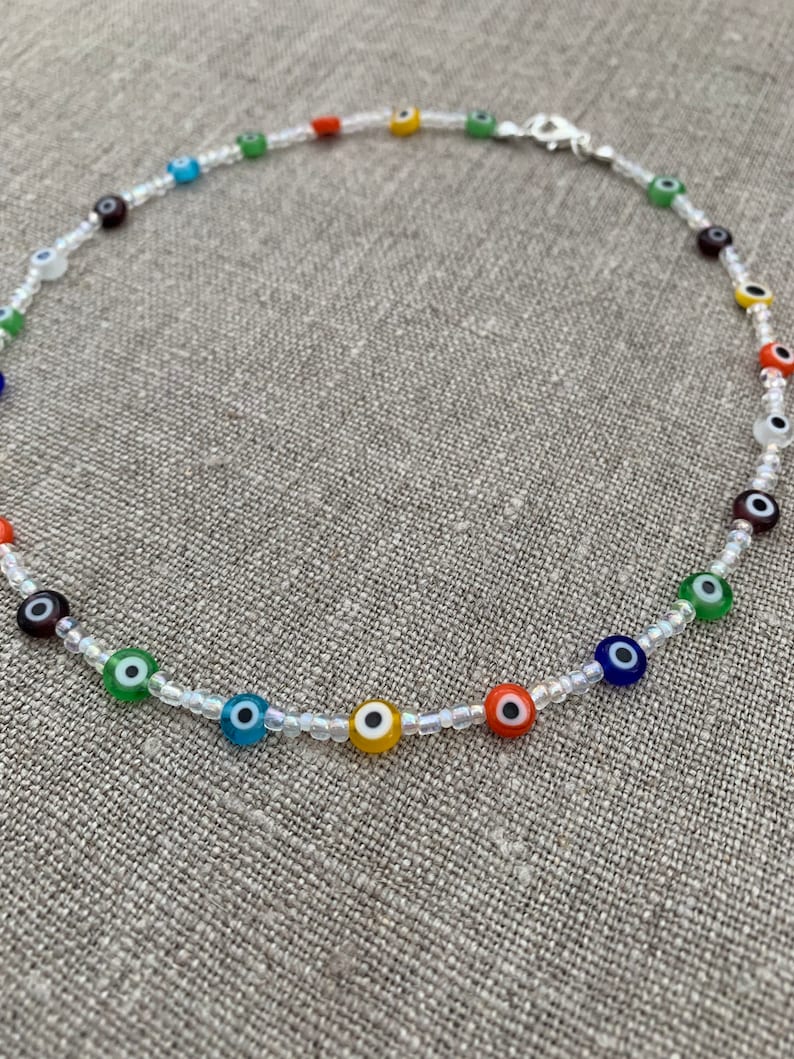Multicolour Evil Eye Necklace Evil Eye Jewellery Beaded Jewellery