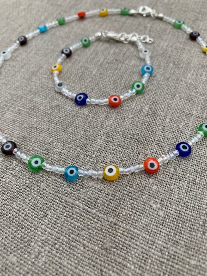 Multicolour Evil Eye Necklace Evil Eye Jewellery Beaded Jewellery