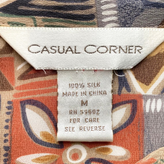 Casual Corner 90s Silk Blouse Mixed Print Gem