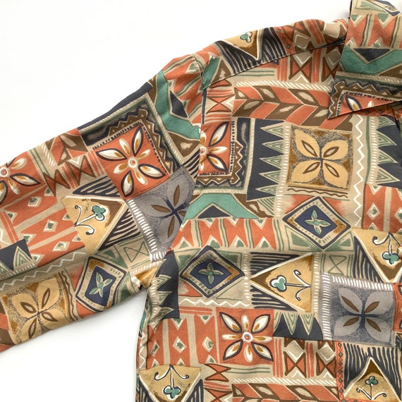 Casual Corner 90s Silk Blouse Mixed Print Gem