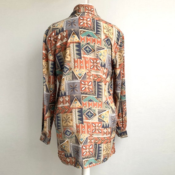 Casual Corner 90s Silk Blouse Mixed Print Gem