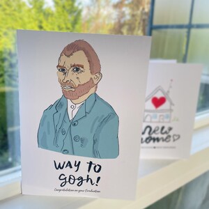 Carte de graduation, Calligraphie, Impression dessinée à la main, Carte Gogh, Amour, Spécial, carte drôle