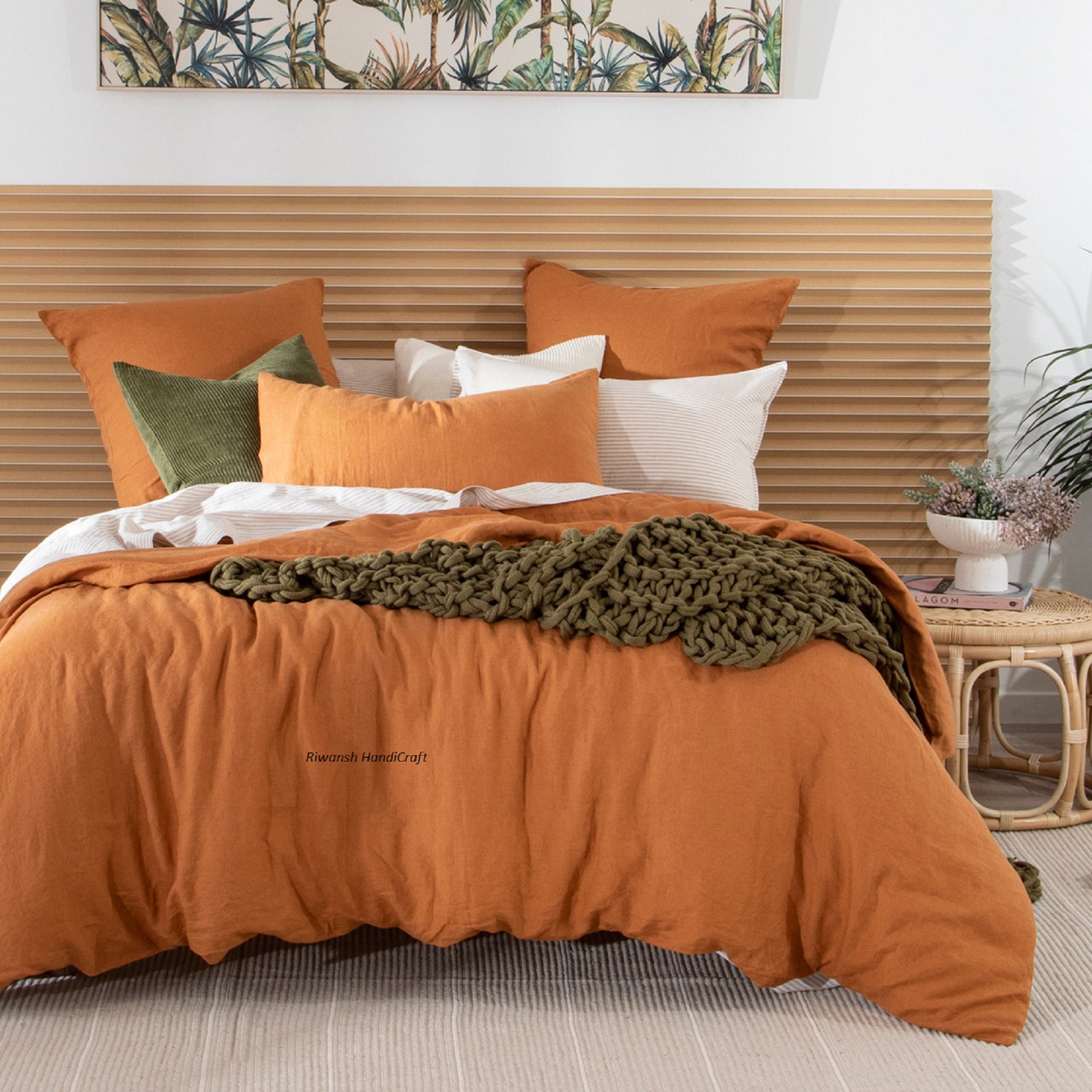 Cinnamon Rust Color Duvet Cover Queen 100 Washed Cotton Etsy