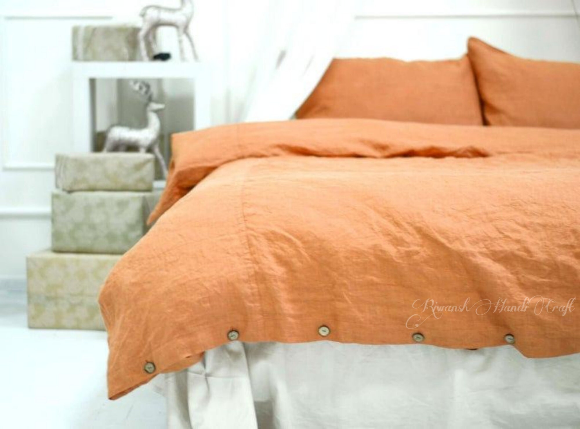 Rust 100 Cotton duvet cover / 1 duvet cover with 2 pillow / Etsy
