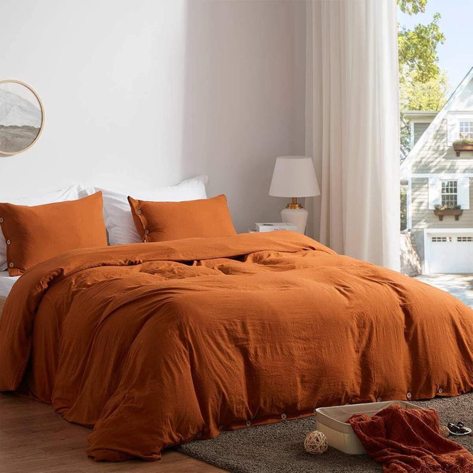 Cinnamon Color Washed Cotton Duvet Cover Queen King Twin Size Etsy