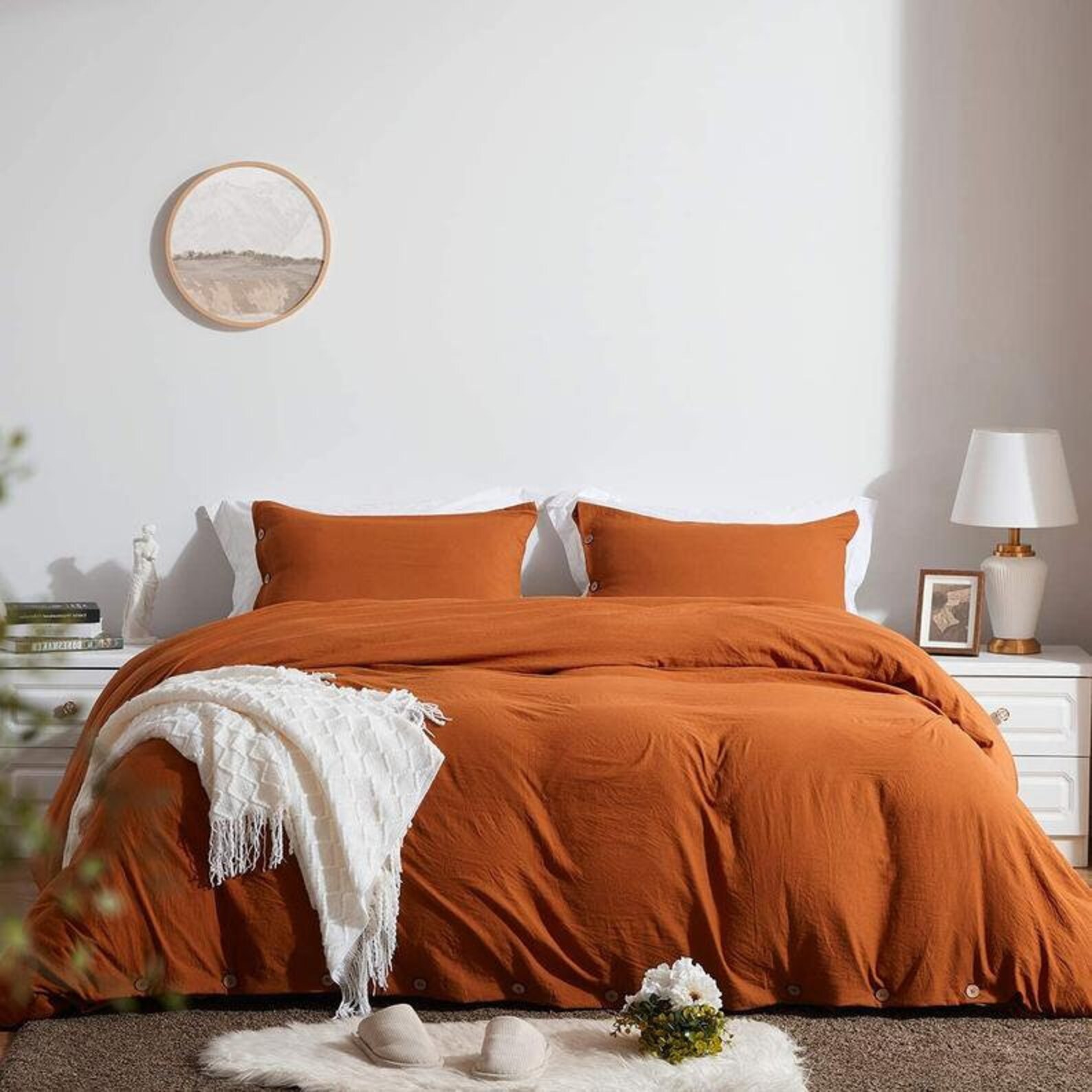 Cinnamon Color Washed Cotton Duvet Cover Queen King Twin Size Etsy