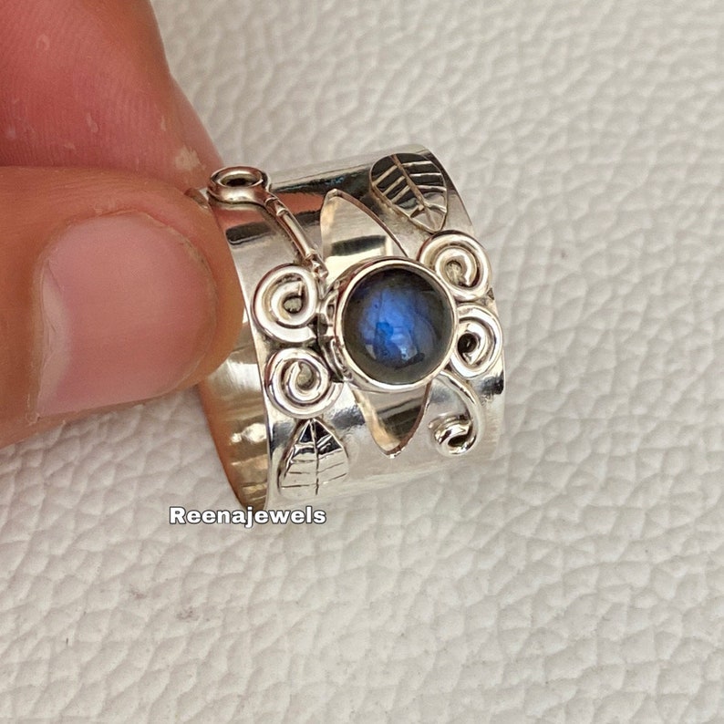 Blue Labradorite Gemstone Ring*925 Sterling Silver Band Ring*Band Ring*Handmade Ring*Statement *Gift Her*Women Ring*Men Ring*Free Shipping