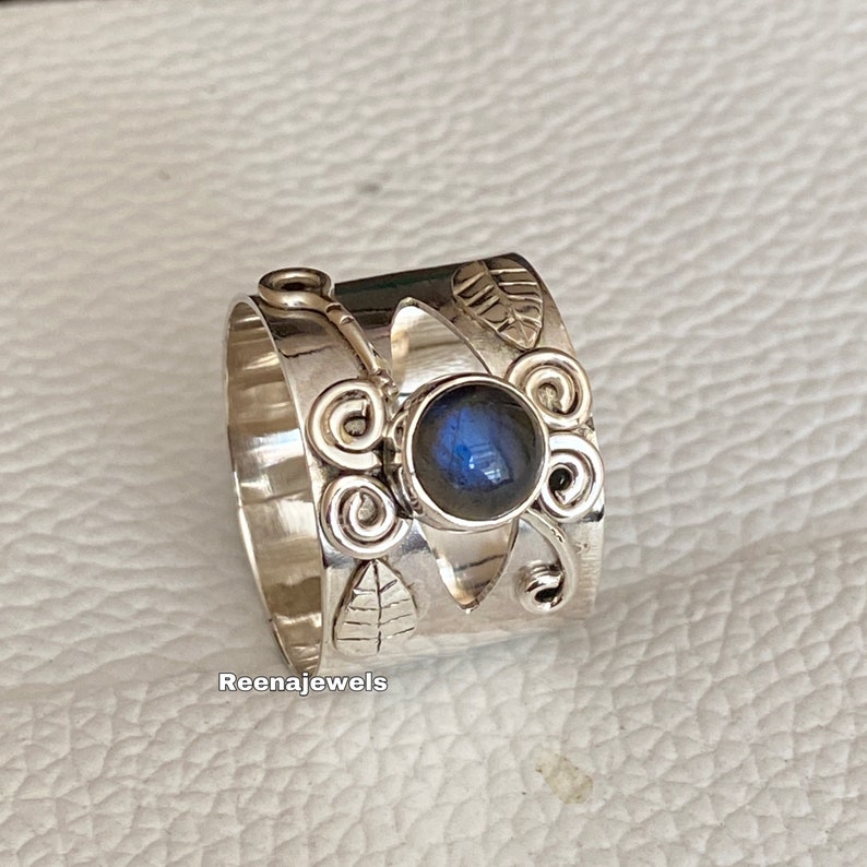 Blue Labradorite Gemstone Ring*925 Sterling Silver Band Ring*Band Ring*Handmade Ring*Statement *Gift Her*Women Ring*Men Ring*Free Shipping