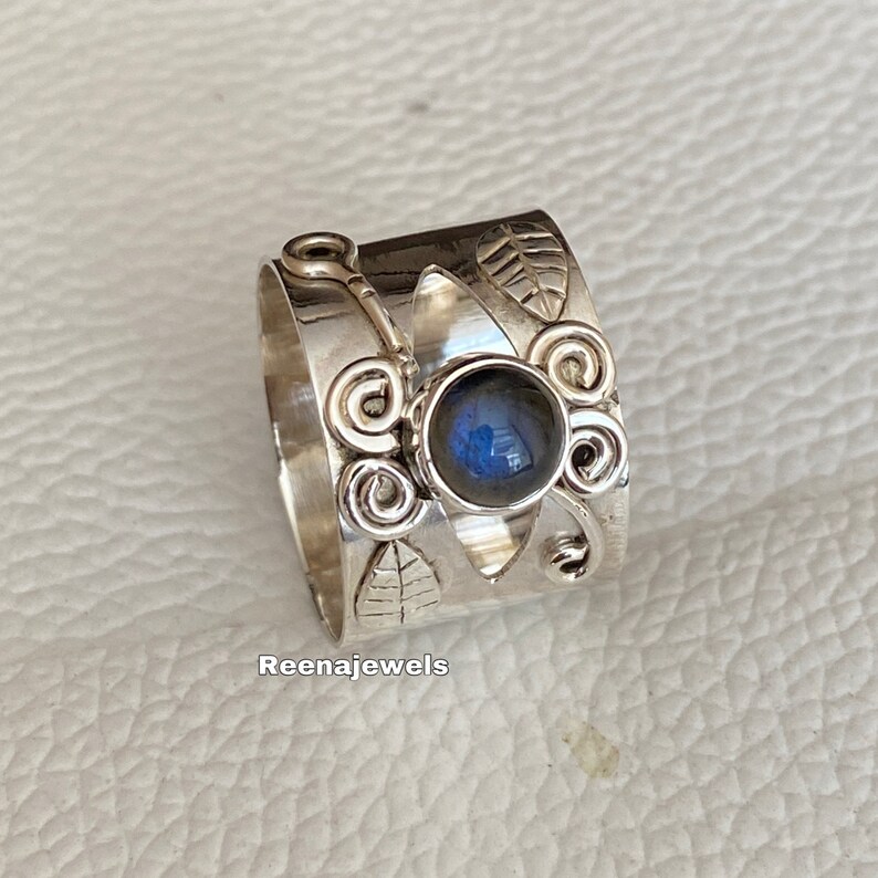 Blue Labradorite Gemstone Ring*925 Sterling Silver Band Ring*Band Ring*Handmade Ring*Statement *Gift Her*Women Ring*Men Ring*Free Shipping