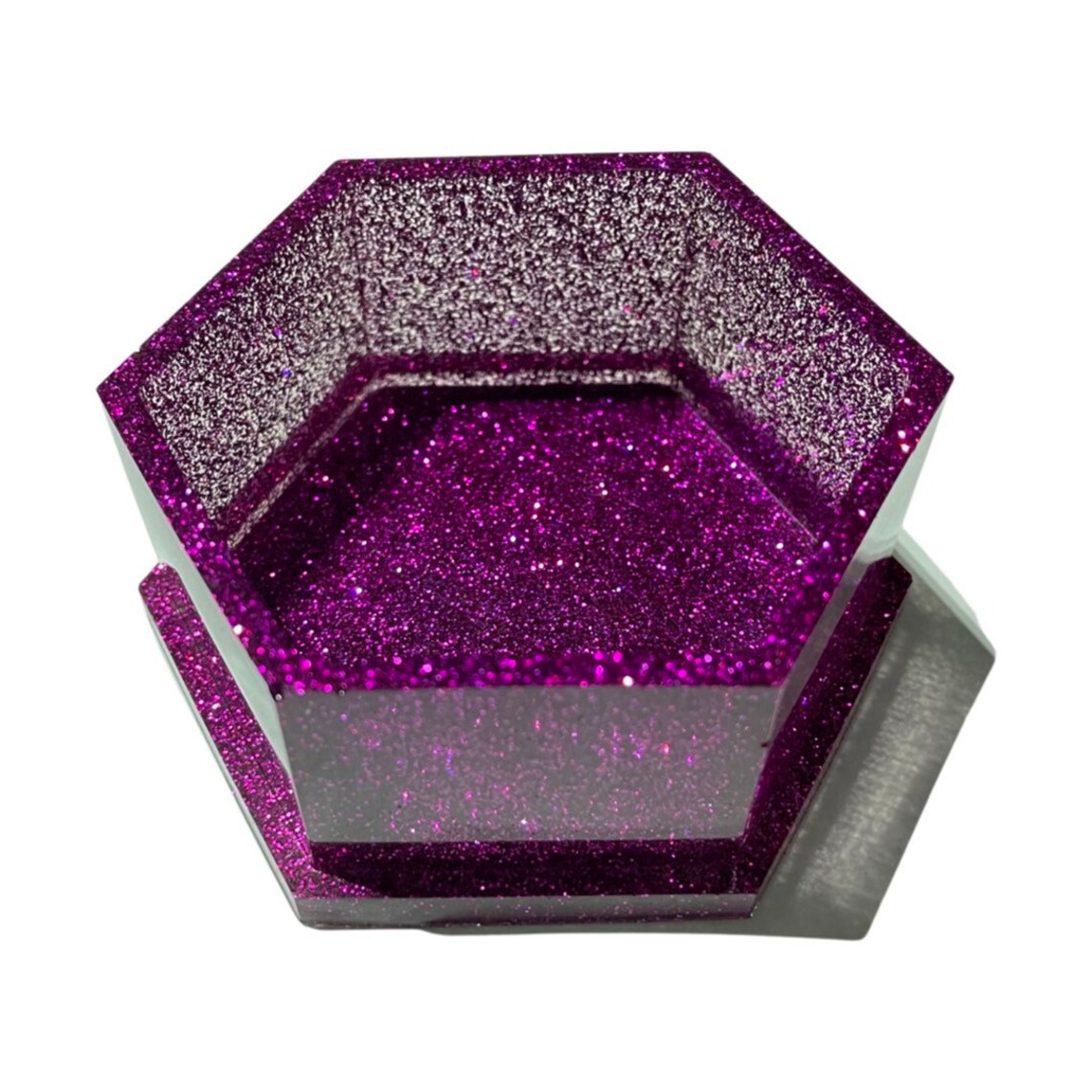 Purple Glitter Jewelry Box NO LID Small Trinket Holder Etsy