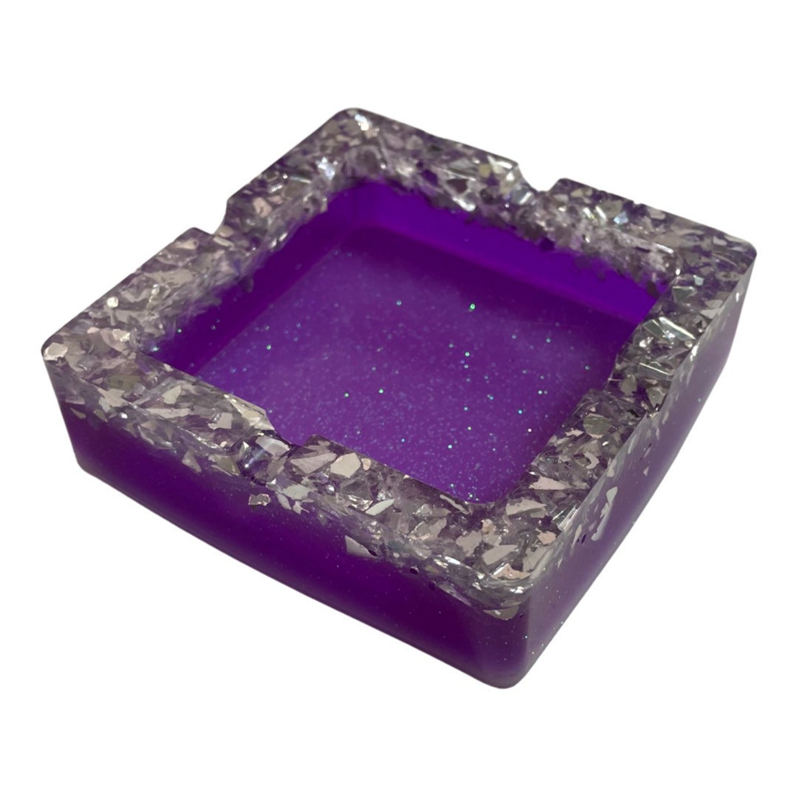 Silver Crystal and Purple Ashtray Glittery Purple Ashtray Etsy