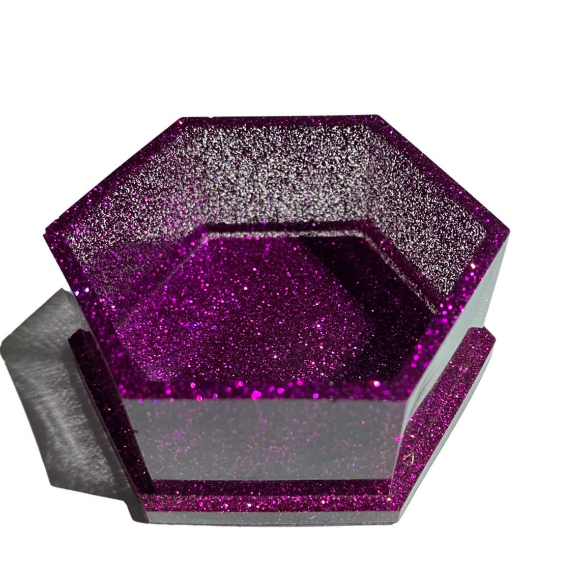 Purple Glitter Jewelry Box NO LID Small Trinket Holder Etsy