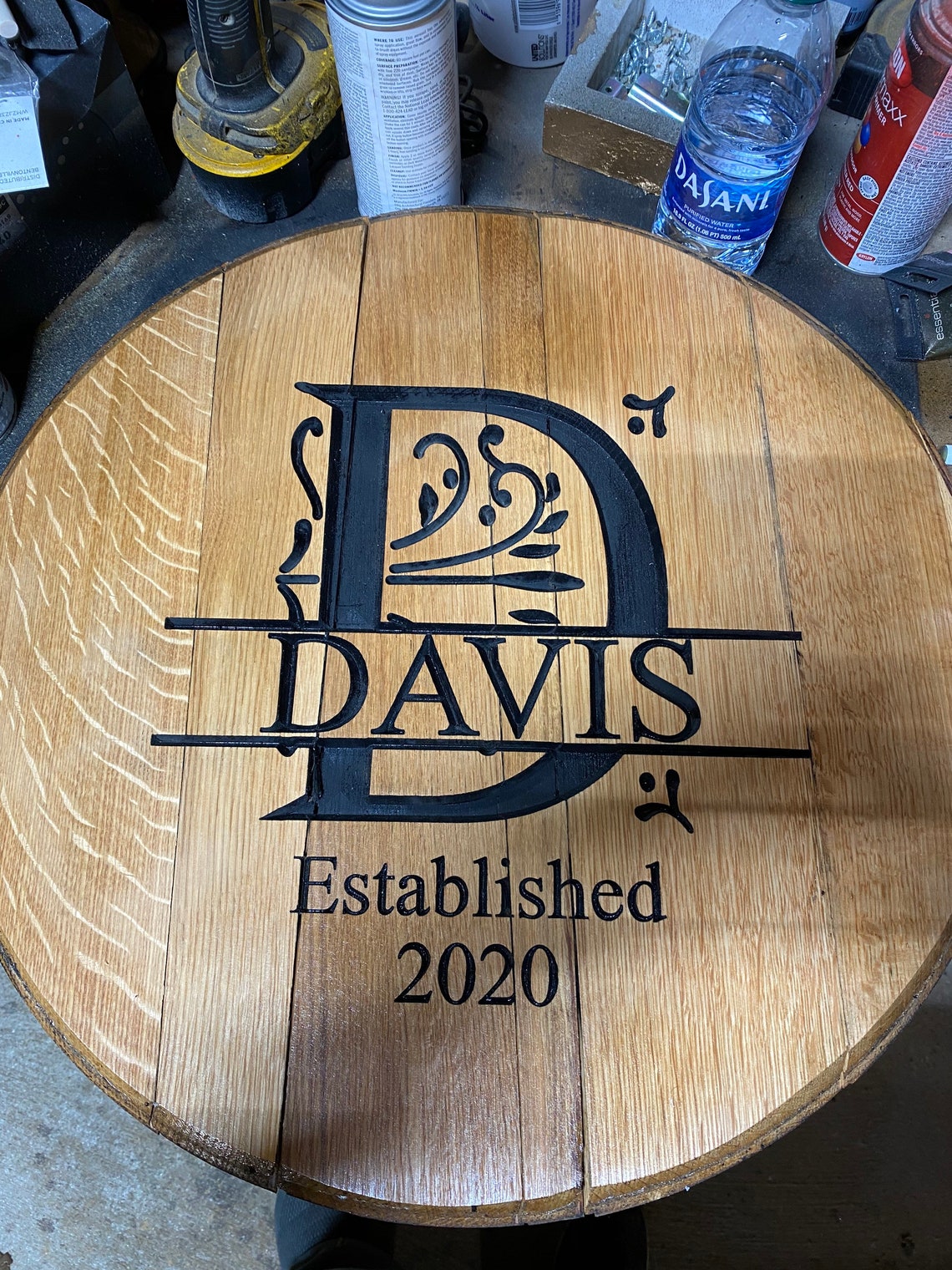 Customized Carved Bourbon Barrel Lid Etsy