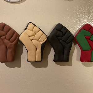 4 Black Power Fist Magnets