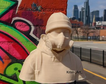Realistic 3D Printed Gas Mask Graffiti Sculpture Man