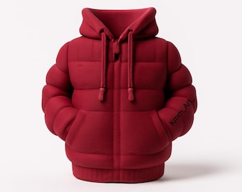 3D Printed Puffer Coat / Jacket Cherry Red NYC Clothing