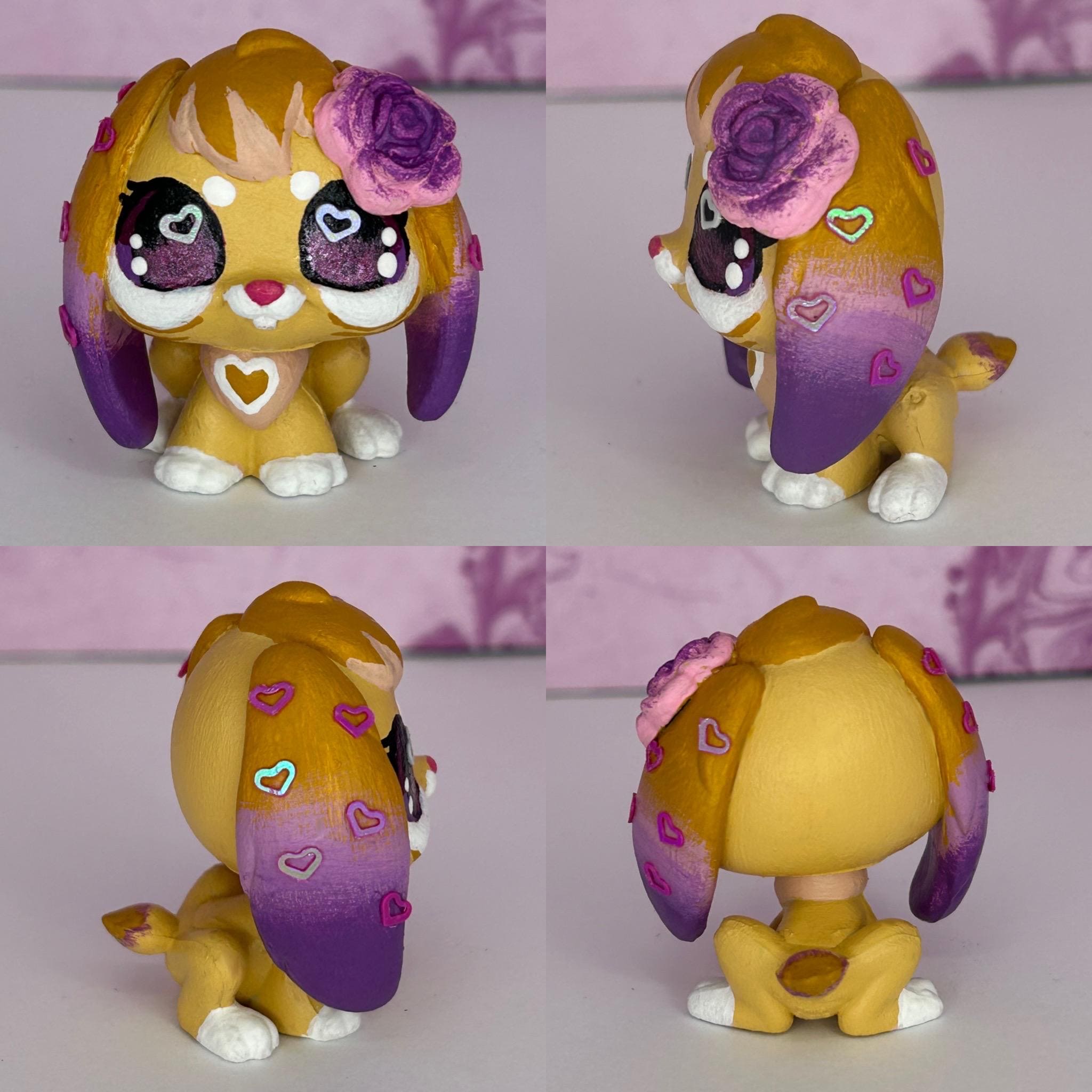 Lps Littlest Pet Shop OOAK Custom Yellow and Purple Flower Lop