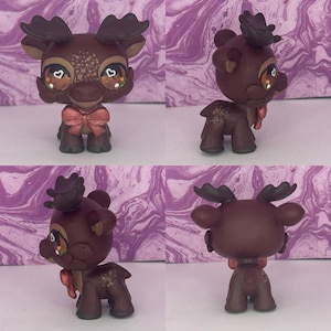 Lps Littlest Pet Shop Inspired Custom 3D Printed OOAK Brown and Beige Moose with Bow Tie READ DESCRIPTION
