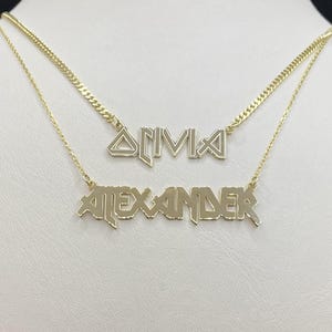 14K Real Solid Gold Personalized Name Necklace,  Custom Name Pendant Necklace , Personalized Jewelry , Personalized Gifts, Gift for him her