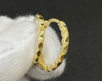 14K Solid Gold Textured Hoop Earrings for Women , Gifts for Her , Boho Hoop Earrings , Mother's Day Gift , Christmas Gift, Handmade Jewelry