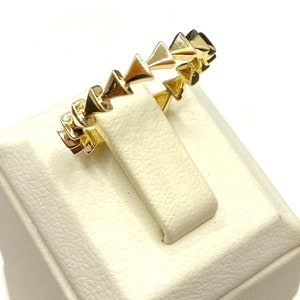 14K Gold Triangle Ring for Women, Beaded Triangle Design Jewelry, Dainty Stackable Ring Gold , Triangle Shape Ring, Birthday Christmas Gifts