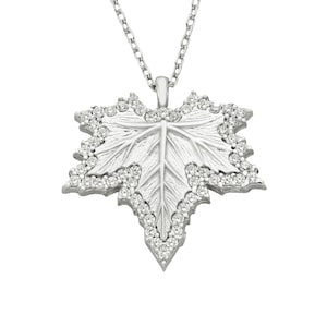 925K Sterling Silber Ahorn Halskette, Lange Blatt Anhänger Halskette, CZ Ahorn Halskette, Blatt Halskette Silber, Kanadische Ahornblatt Halskette