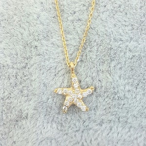 14K Real Solid Gold Starfish Pendant Necklace for Women , Gift for Her , Birthday Gift for Her , Ocean Necklace , Tiny Starfish Necklace