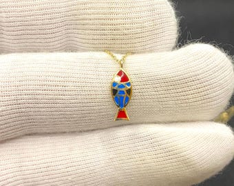 14K Real Solid Gold Fish Necklace for Women , Fish Jewelry ,Fish Pendant ,Fish Gifts , Gold Charm Necklace , Sea Necklace ,Birthday Gifts