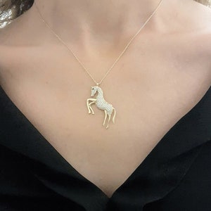 14K Real Solid Gold Horse Pendant Necklace for Women , Horse Jewelry , Horse Gift , Horse Necklace Gold , Gift for Her , Farm Animal Gifts