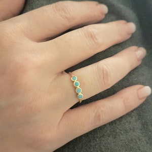 Four Turquoise Stone Ring for Women 14K Real Solid Gold ,  December Birthstone Ring , Turquoise Jewelry Rings , Birthstone Ring Gold