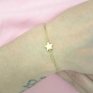 14K Solid Gold Star Bracelet for Women, Dainty Charm Bracelet, Zodiac Bracelet, Star Jewelry , Birthday Gift for her , Christmas Gift