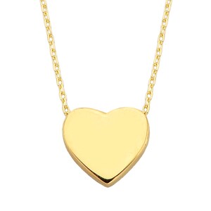 14K Real Solid Gold Heart Tiny Dainty Pendant Necklace , Best Birthday Gift for Women , Heart Necklace Gold , Minimalist Heart Necklace