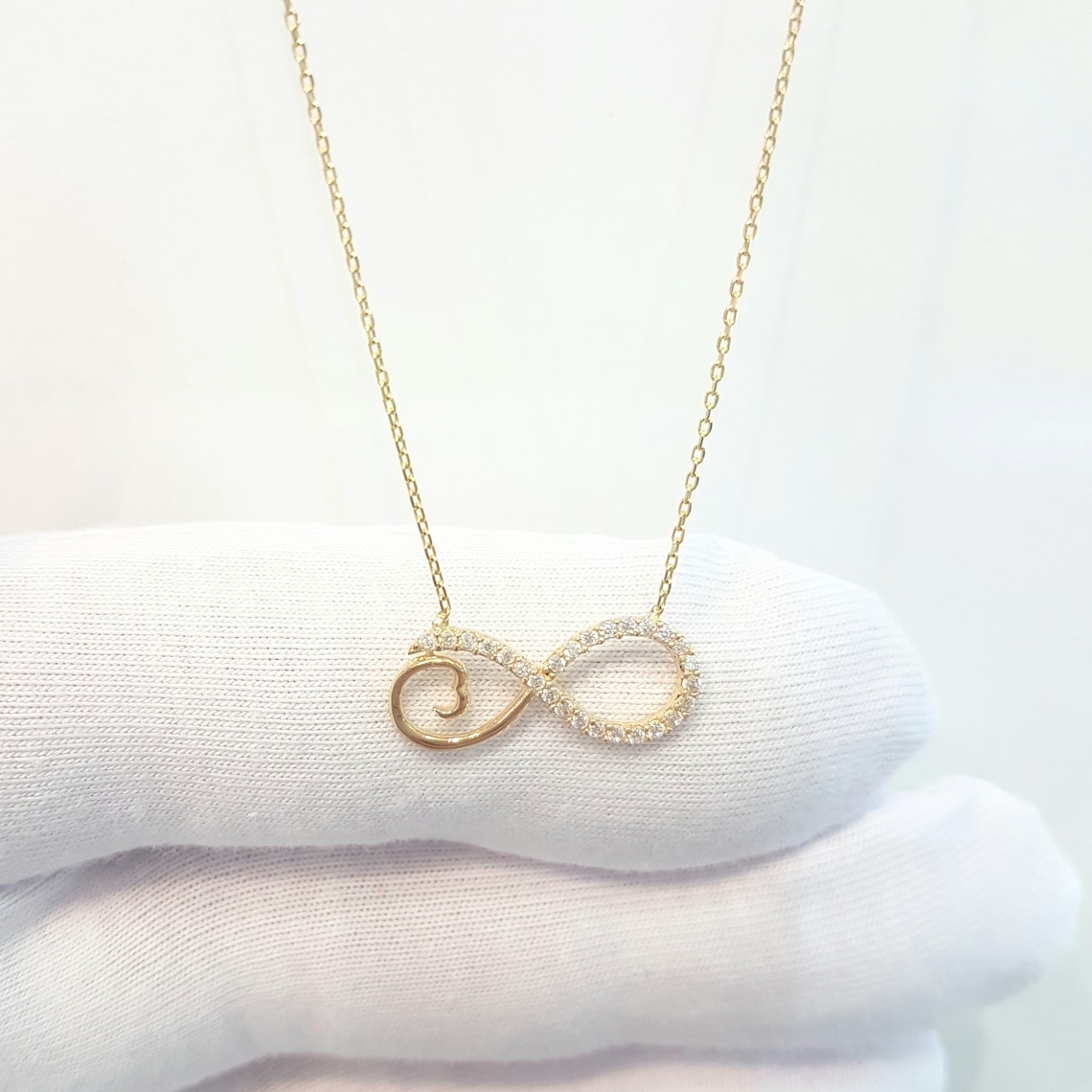 Dainty Infinity Necklace 14K Real Solid Gold Infinity Etsy