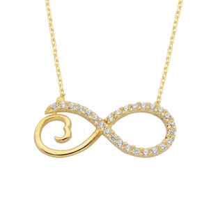 14K Real Solid Gold Infinity Necklace for Women , Everyday Necklace , Infinity Pendant Gold , Christmas Gifts for Mom , Handmade Jewelry