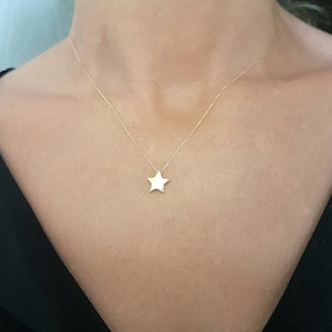 14K Real Solid Gold Star Necklace for Women , Best Birthday Gift ,  Dainty Star Necklace , Star Jewelry , Star Pendant