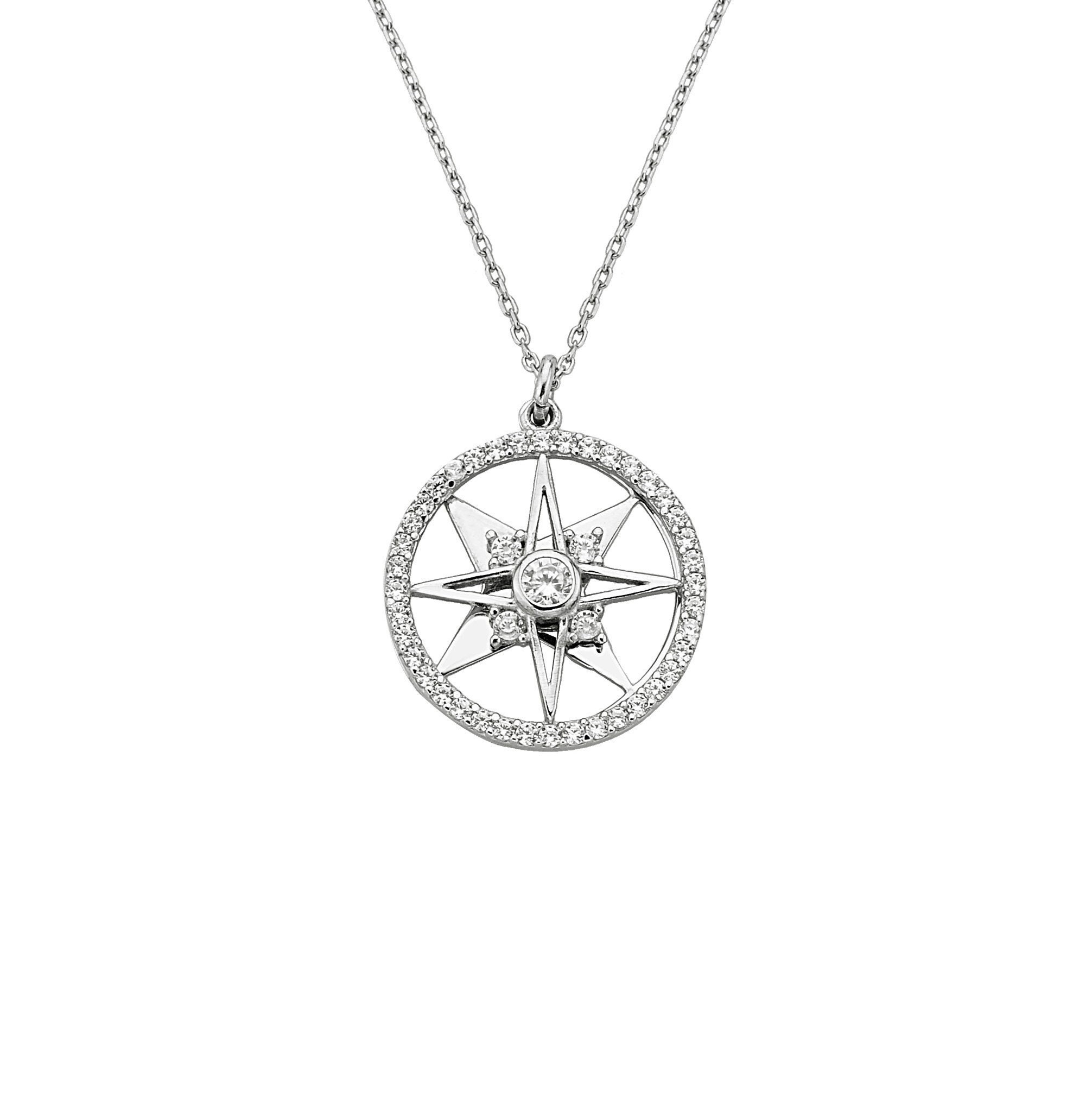 ★SENTIMENTS★ NO.259 [SILVER] NECKLACE 925K Sterling Silver Double North Star Necklace for Women