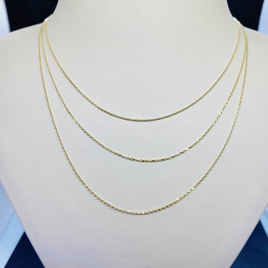 14K Real Solid Gold Chain Necklace , Gold Chain , Delicate Dainty
