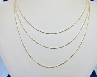 14K Solid Gold Kettenhalskette, Elegante Kabelkette